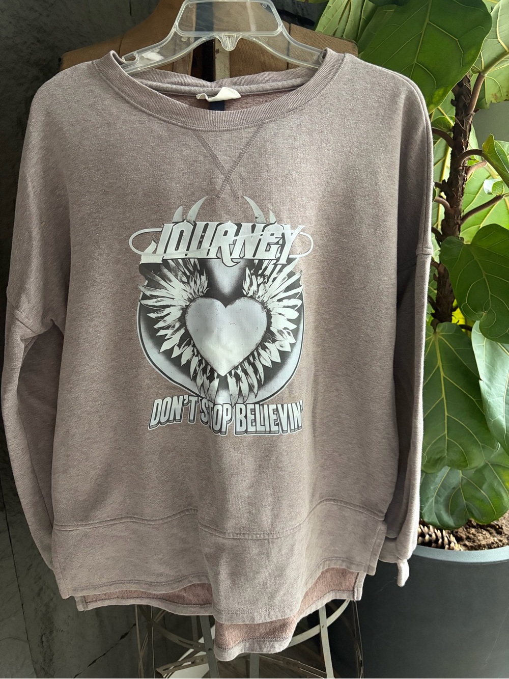 Universal Thread Taupe Crewneck Sweatshirt with White Journey Graphic